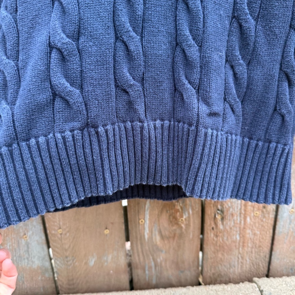 Brooks Brothers Navy Red White V Neck Cable Knit Tennis Sweater Vintage Small - Picture 5 of 10